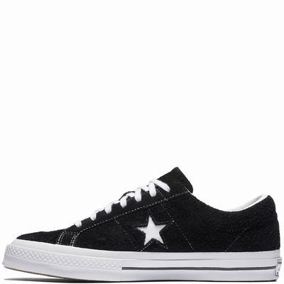 Converse One Star Premium Suede Low Tops Womens - Black/White/White Shoes (378LZHKI)